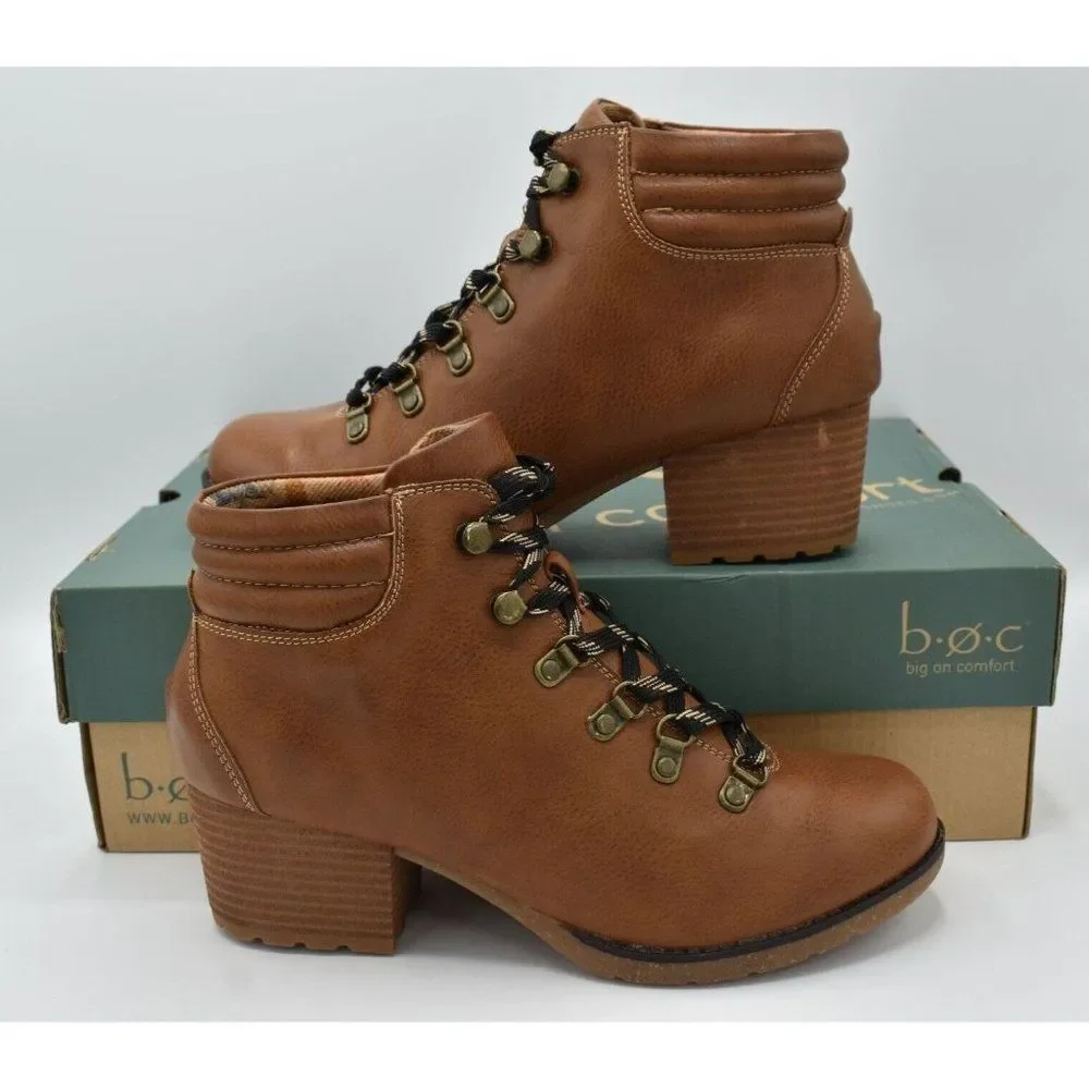 BOC Born Concept Womens Size 11 Alder Brown Block Heel Lace Up Booties‎ Boots